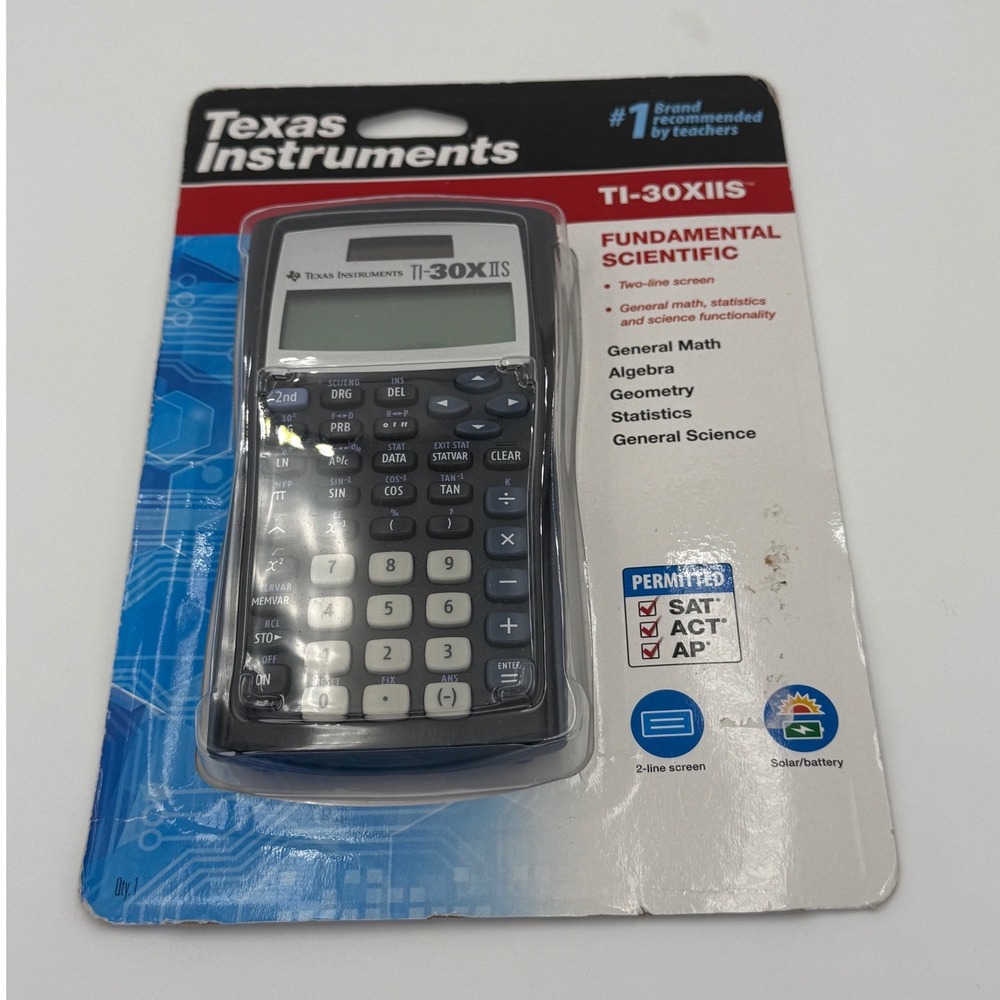 Texas Instruments TI-30XIIS Scientific Calculator Black Solar Battery New Sealed